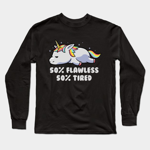 50% Flawless 50% - Lazy Cute Unicorn Gift Long Sleeve T-Shirt by eduely